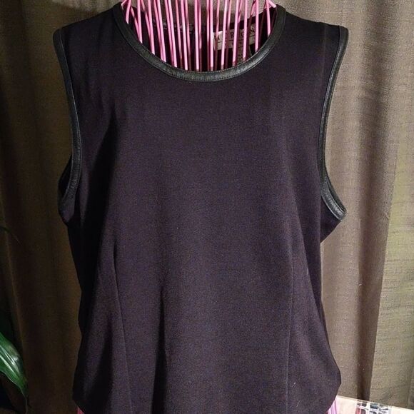 Norton Studio Black faux Leather Trim blouse XL - Picture 8 of 8